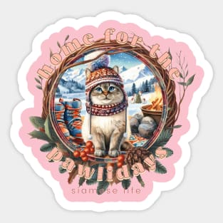 Home For The Holidays Beanie Siamese Life 1BZ Sticker